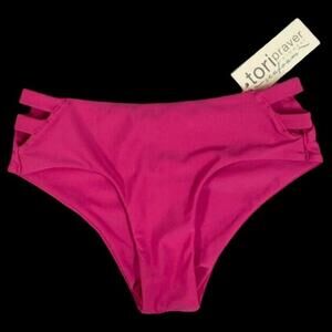 Women's Tori Praver Fuchsia Pink Cheeky Bikini Swim Seafoam Bottom Pink Medium